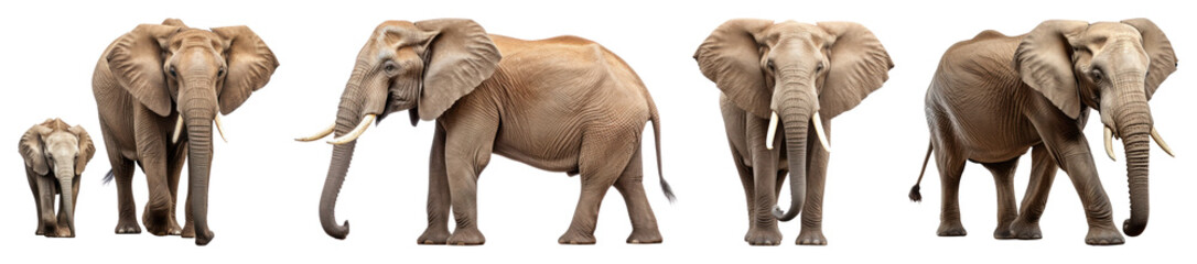 Fototapeta premium PNG Majestic elephants in line formation on transparent background