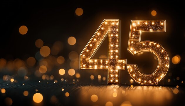 45th Anniversary Celebration: Elegant Birthday Logo With Blurred Lighting Effects In Dark Background For A Milestone Occasion.