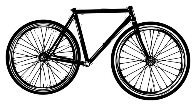 Classic road bicycle silhouette icon, vintage fixed gear bike for cycling sports and eco friendly city transportation