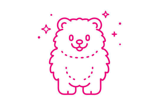 Simple line art cartoon illustration of a fluffy koala bear hugging a eucalyptus tree