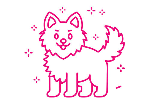 Simple line art cartoon illustration of a fluffy friendly monster waving its hand in greeting