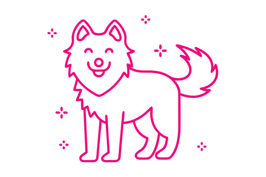 Happy Fluffy Creature Doodle Drawing in Simple Line Art Style for Children