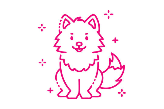 Simple Line Art Cartoon Illustration of a Fluffy Cloud with a Cute Smiling Face