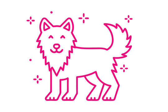 Simple Line Art Cartoon Illustration of a Fluffy Baby Chick Standing
