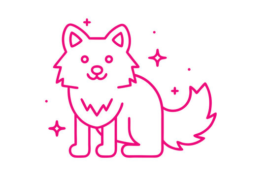 Simple Line Art Cartoon Illustration of a Fluffy Baby Penguin Standing