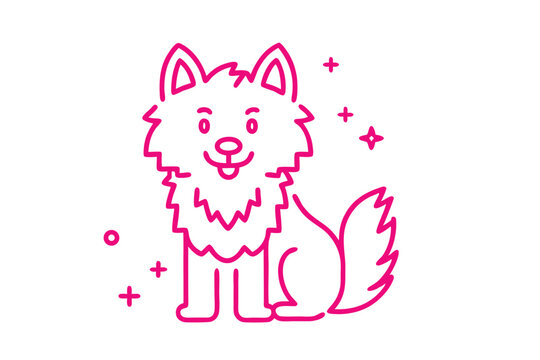 Simple Line Art Cartoon Illustration of a Fluffy Giant Panda Sitting