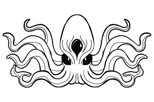 Menacing Tentacle Alien Monster Silhouette for Sci-Fi and Horror Designs