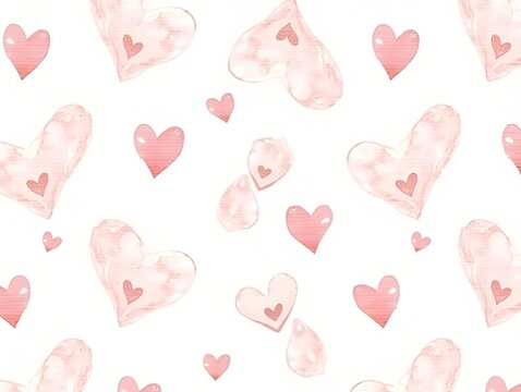 Watercolor seamless pattern. Watercolor Vintage Jewelry Hearts Clipart. Valentines Day cards Wedding templates. Hand Painted. Antique clipart. Rubin heart. Scrapbooking