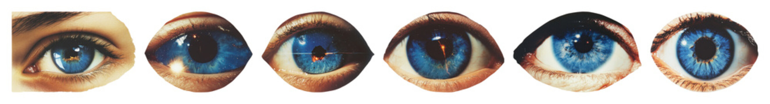 PNG Vibrant blue eyes collection, transparent background