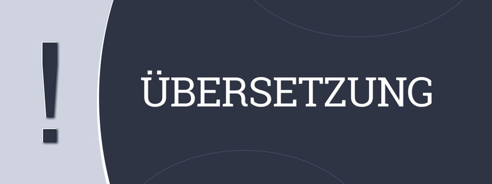 Uebersetzung (translation) - A blue banner illustration with white text.