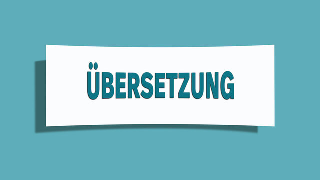 Uebersetzung (translation) - A card isolated on light green background.