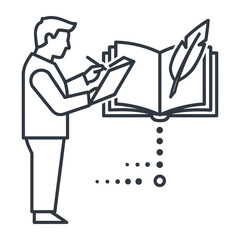 Fototapeta premium Author writing in book icon for creative writing and literature projects