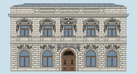Obraz premium Elegant European Building Facade with Ornate Details.