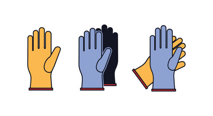 Fototapeta premium Gloves Nitrile Line art vector simple colorful shapes illustration