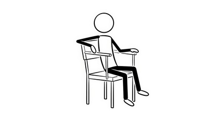 Fototapeta premium Stickman Sitting in Armchair Isolated on White Background