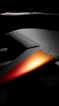 Close-up of Jet Engine Exhaust Flame at Night.