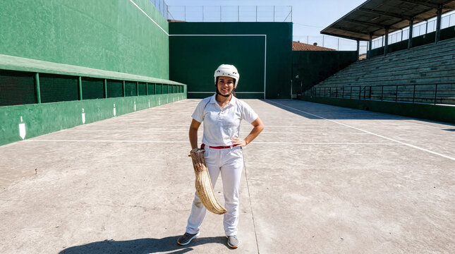 Jai Alai Player on Outdoor Court