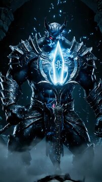 Epic Fantasy Warrior Battle Scene with Magical Energy.