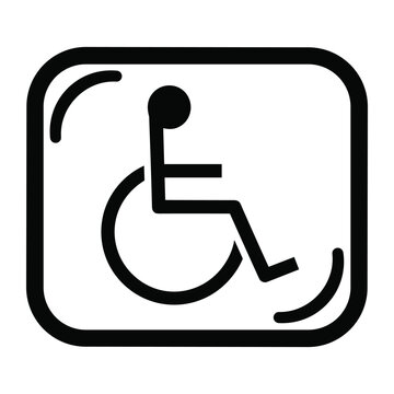 Wheelchair accessibility sign inside rounded square border graphic