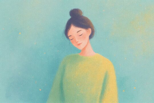A woman in a green sweater