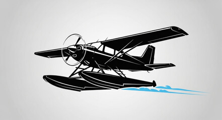 Vintage Seaplane Aircraft Flying Over Water. © Abu