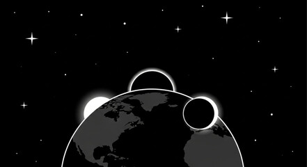 Celestial bodies in the vastness of space during an eclipse. © Agos