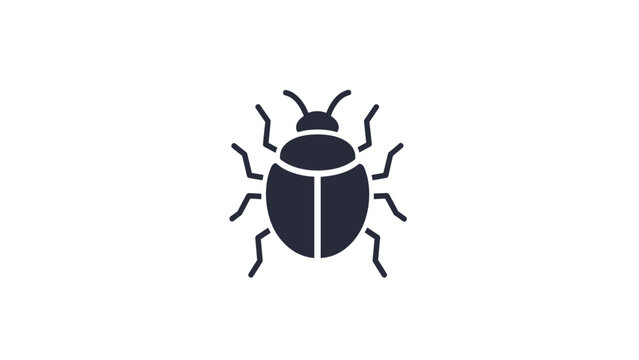 Stylized dark gray silhouette of a beetle insect with visible legs and antennae centered on a white background.