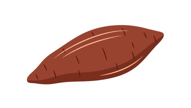Simple cartoon illustration of a whole brown sweet potato or yam vegetable isolated on a plain white background.