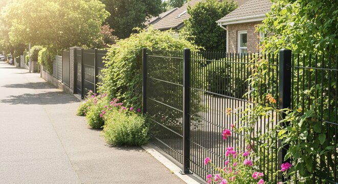 Peaceful Suburban Community with Secure Modern Homes Surrounded by Beautiful Greenery and Fencing