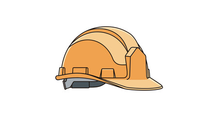 Fototapeta premium Orange safety hard hat vector illustration. Essential PPE for construction, engineering, industrial job sites, worker protection.