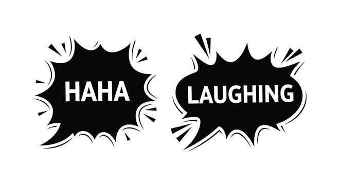 Two black speech bubbles display humor and laughter silhouette