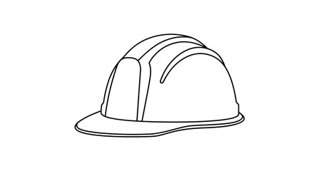 Fototapeta premium Simple outline illustration of a white hard hat on a white background, representing safety and construction