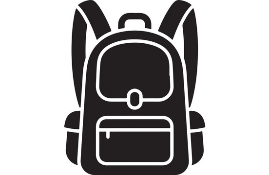 Backpack Icon Black Minimalist School Travel Bag Symbol Isolated on White Background