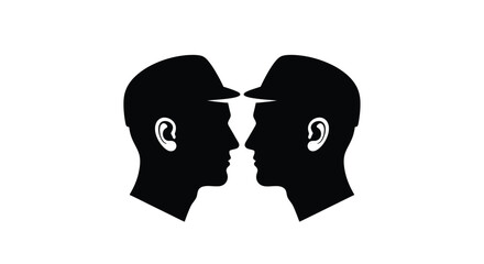 A striking black silhouette depicts two human profiles facing each other creating a mirrored visual © Shakil