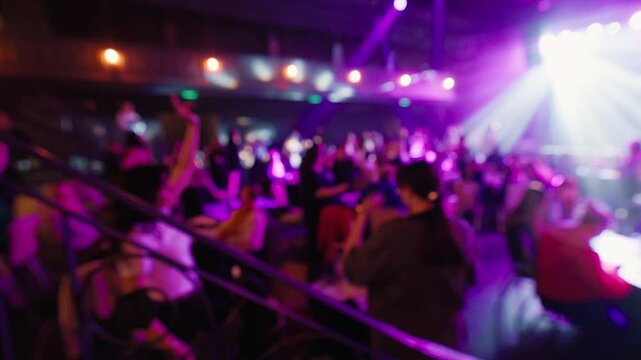 Lively colorful celebration. Vibrant dance party experience. Energetic gathering with bright lights and animated crowd. Colorful event showcasing lively dancing and enthusiastic participants