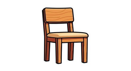 A simple cartoon illustration depicts a wooden chair with a flat seat and backrest © MDGOLAM