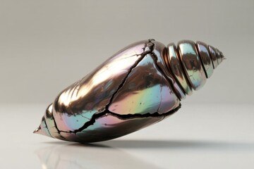 Naklejka premium Cracked Iridescent Seashell with Metallic Sheen