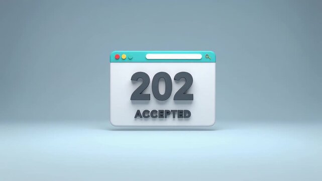 Minimal browser window interface showing 202 Accepted HTTP status code on clean modern background wallpaper