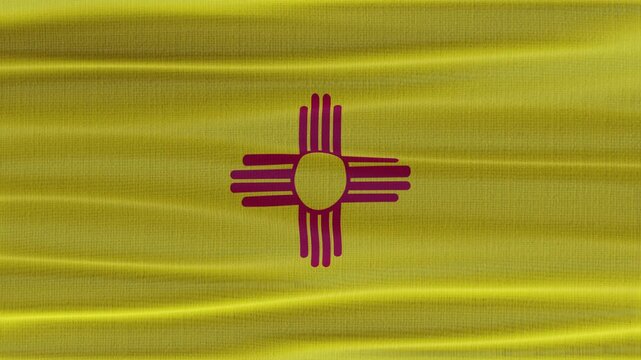 New Mexico flag waving in the wind with high quality fabric texture