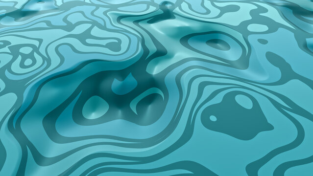 Turquoise Teal Abstract 3D Wave Fluid Organic Terrain Texture Render Background Design
