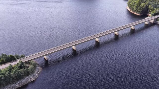The Bradshaw bridge across Burbury lake in Tasmania on Lyell highway remote tourism.