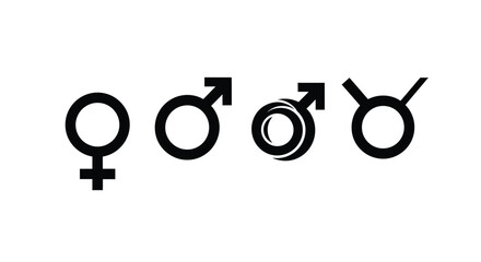 A simple graphic displays four distinct symbols representing gender and biological sex variations © Shakil