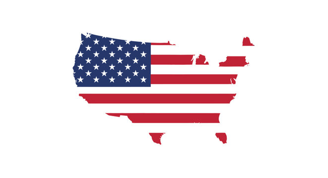 United States Map with American Flag Design.