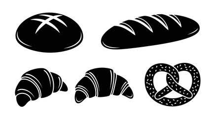 Black and white illustration of various baked goods a striking silhouette © MDAbujafor