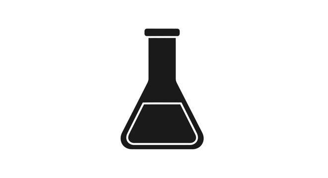 A black silhouette of an erlenmeyer flask laboratory equipment silhouette