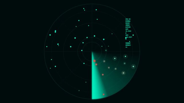 Sequential Animated Radar Sweep Frames With Detected Threat And Friendly Contacts