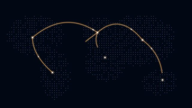 Sequential Animation Frames of Glowing Digital Global Network Connection on Dotted World Map