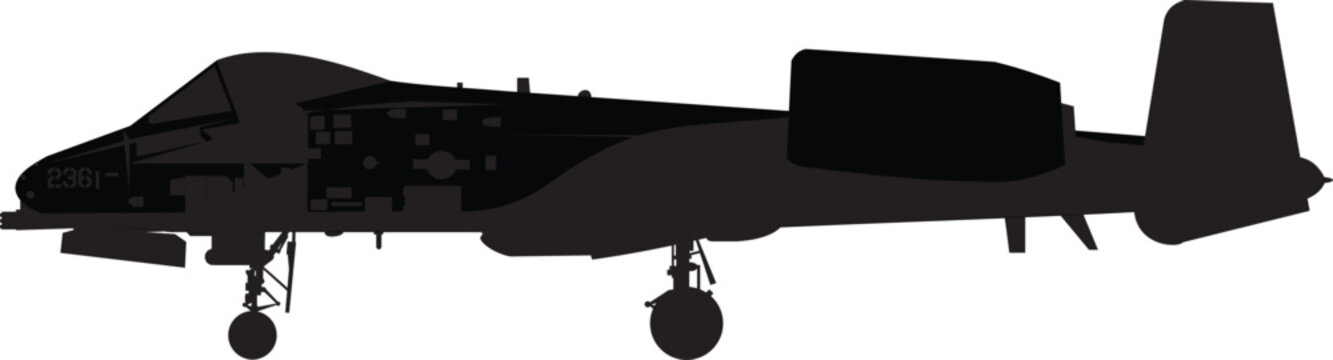 US Army A-10 Thunderbolt Air Force Aircraft Silhouette Icon Illustration
