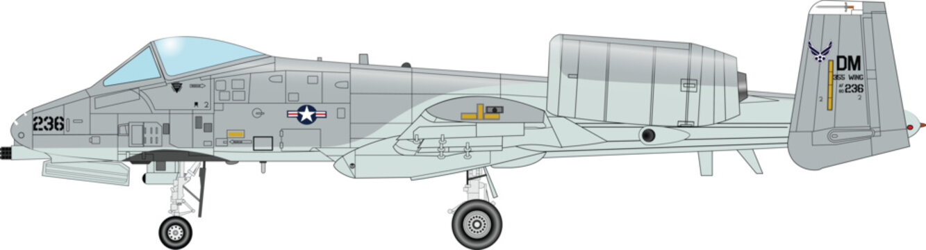 US Army A-10 Thunderbolt Air Force Aircraft Icon Illustration
