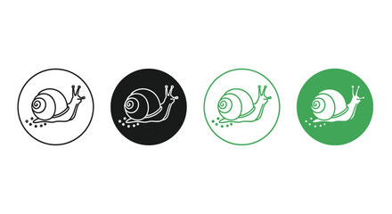 A series of four snail icons presented in different color schemes and circular frames © Shakil